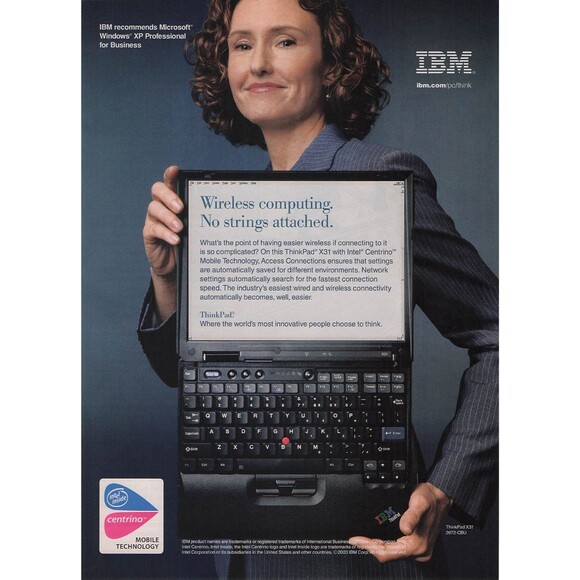 IBM Laptop ThinkPad X31 with Intel Centrino Print Ad Pinup Poster 2003 vintage - Picture 1 of 1